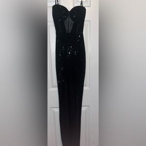Black Sequence Corset Prom Dress